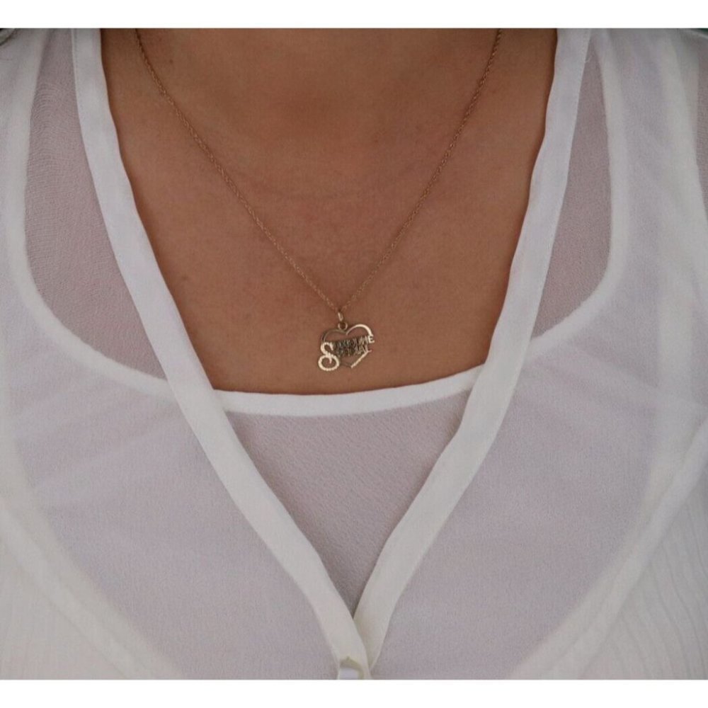 14k Yellow Gold Someone Special Heart Necklace 18" Chain - Picture 3 of 8